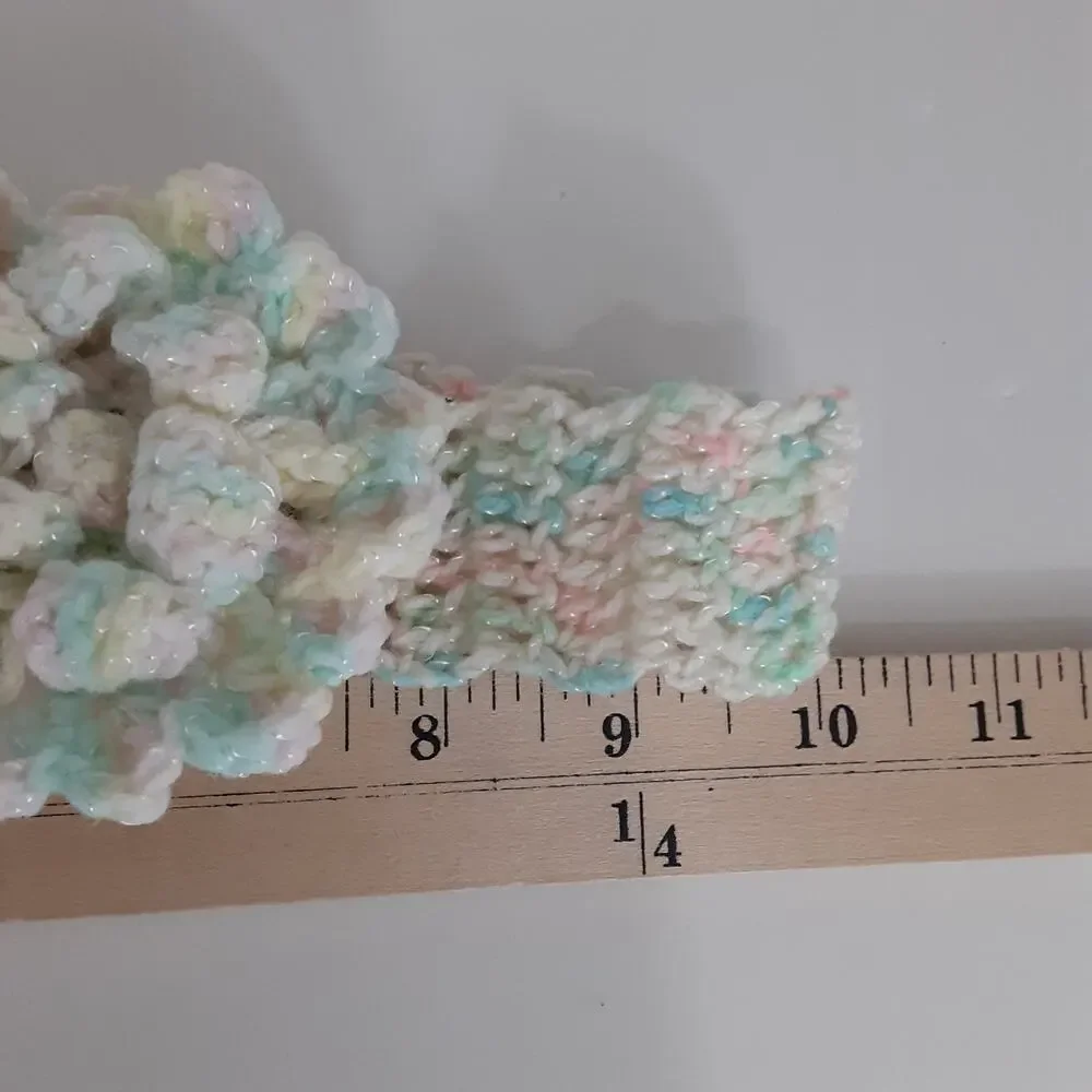 Vintage Handmade Crochet Floral Headband Rosette Baby Girl Pink Pastel Multi